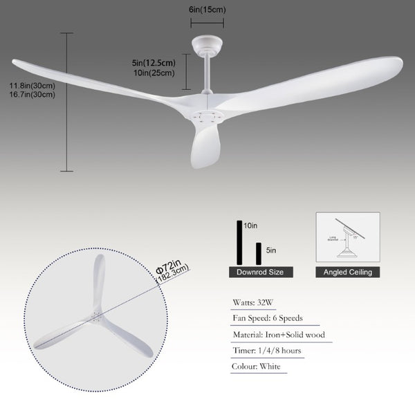 English Elm 70-Inch Sculptural Paulownia Blade Ceiling Fan with DC Motor and Remote for Large Rooms W2991P532703