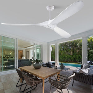 English Elm 70-Inch Sculptural Paulownia Blade Ceiling Fan with DC Motor and Remote for Large Rooms W2991P532703