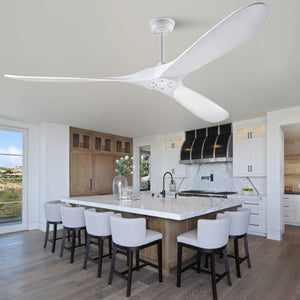 English Elm 70-Inch Sculptural Paulownia Blade Ceiling Fan with DC Motor and Remote for Large Rooms W2991P532703