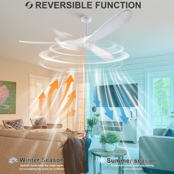 English Elm 70-Inch Sculptural Paulownia Blade Ceiling Fan with DC Motor and Remote for Large Rooms W2991P532703