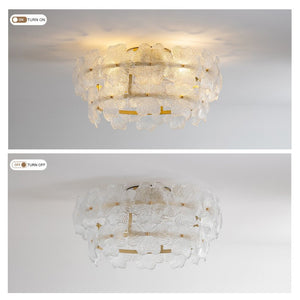 English Elm 19-Inch Floral Glass Flush Mount Ceiling Fan with Gold Hardware for Romantic Bedrooms W2991P532745