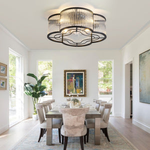 English Elm 19-Inch Crystal Strip Flush Mount Ceiling Fan with Smart App Remote and Six Speeds W2991P532749