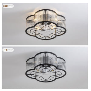 English Elm 19-Inch Crystal Strip Flush Mount Ceiling Fan with Smart App Remote and Six Speeds W2991P532749
