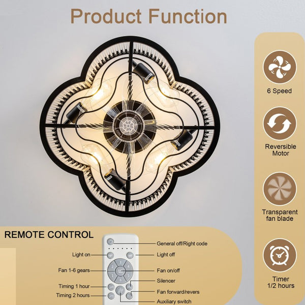 English Elm 19-Inch Crystal Strip Flush Mount Ceiling Fan with Smart App Remote and Six Speeds W2991P532749