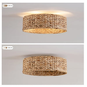 English Elm 19-Inch Hand-Woven Rattan Ceiling Fan with Bluetooth Control for Bohemian Bedrooms W2991P532750