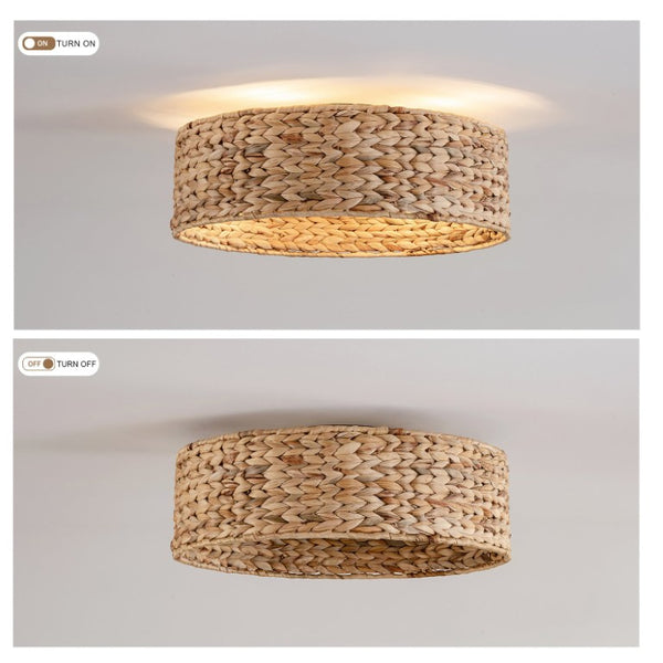 English Elm 19-Inch Hand-Woven Rattan Ceiling Fan with Bluetooth Control for Bohemian Bedrooms W2991P532750