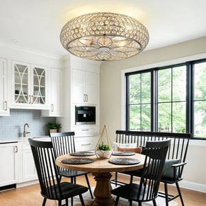 English Elm 19-Inch Crystal Mesh Chrome Ceiling Fan with Chandelier Glow and Bluetooth Control W2991P532896