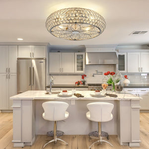 English Elm 19-Inch Crystal Mesh Chrome Ceiling Fan with Chandelier Glow and Bluetooth Control W2991P532896