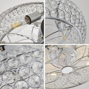 English Elm 19-Inch Crystal Mesh Chrome Ceiling Fan with Chandelier Glow and Bluetooth Control W2991P532896
