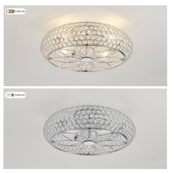English Elm 19-Inch Crystal Mesh Chrome Ceiling Fan with Chandelier Glow and Bluetooth Control W2991P532896