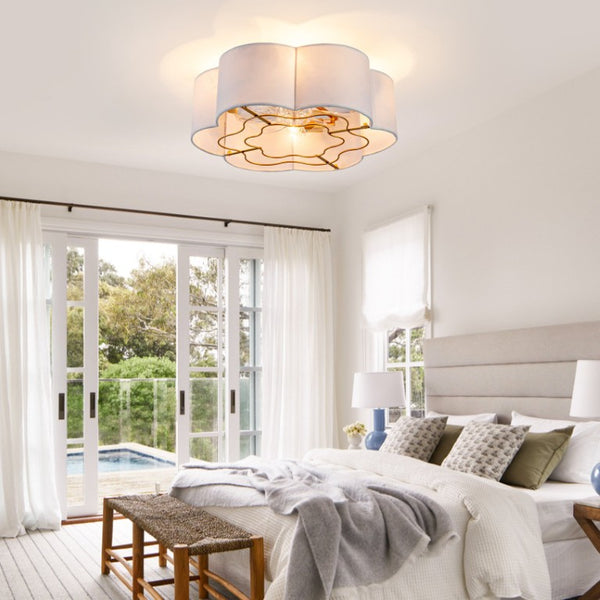 English Elm Gg078-500Gd-4L-Peijian Lace Shade Flush Mount Ceiling Fan with DC Motor and Smart App Control W2991P610124