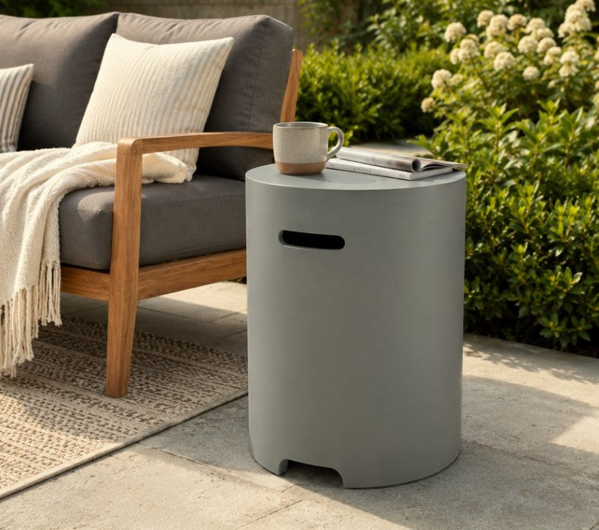 English Elm Propane Tank Cover Outdoor Side Table Lightweight Concrete Stone Look Patio Accent W3016P498300