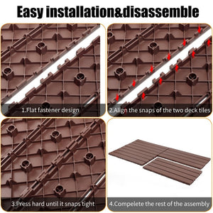 English Elm 22 Piece Interlocking Polypropylene Deck Tiles Snap Together Patio Poolside Balcony W3022P518793