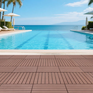 English Elm 22 Piece Interlocking Polypropylene Deck Tiles Snap Together Patio Poolside Balcony W3022P518793