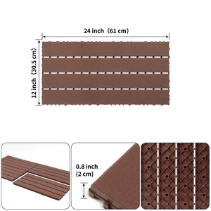 English Elm 22 Piece Interlocking Polypropylene Deck Tiles Snap Together Patio Poolside Balcony W3022P518793