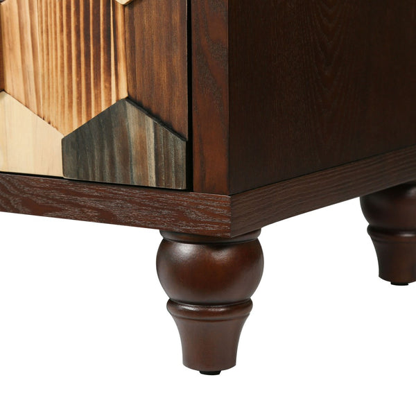 English Elm 59.8" Mosaic Honeycomb Ash Wood Sideboard Artisan Storage Cabinet for Dining Rooms W3040P480534