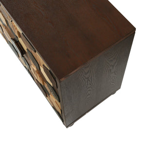 English Elm 59.8" Mosaic Honeycomb Ash Wood Sideboard Artisan Storage Cabinet for Dining Rooms W3040P480534