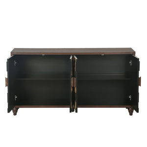 English Elm 59.8" Mosaic Honeycomb Ash Wood Sideboard Artisan Storage Cabinet for Dining Rooms W3040P480534