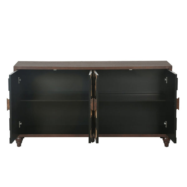 English Elm 59.8" Mosaic Honeycomb Ash Wood Sideboard Artisan Storage Cabinet for Dining Rooms W3040P480534