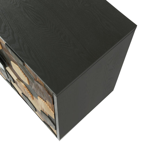 English Elm 30.31 Honeycomb Parquet Sideboard Ash Wood Grain Top Tapered Pine Legs Modern Farmhouse W3040P480535