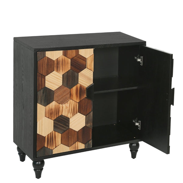 English Elm 30.31 Honeycomb Parquet Sideboard Ash Wood Grain Top Tapered Pine Legs Modern Farmhouse W3040P480535