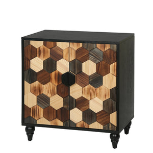 English Elm 30.31 Honeycomb Parquet Sideboard Ash Wood Grain Top Tapered Pine Legs Modern Farmhouse W3040P480535