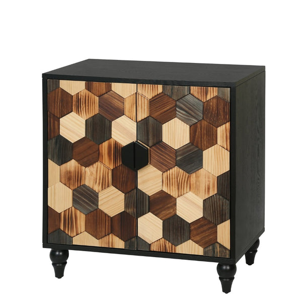 English Elm 30.31 Honeycomb Parquet Sideboard Ash Wood Grain Top Tapered Pine Legs Modern Farmhouse W3040P480535