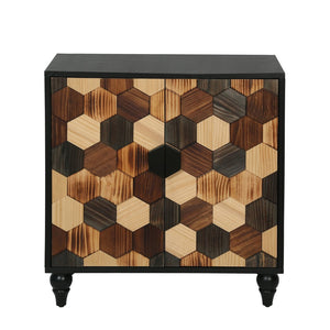 English Elm 30.31 Honeycomb Parquet Sideboard Ash Wood Grain Top Tapered Pine Legs Modern Farmhouse W3040P480535