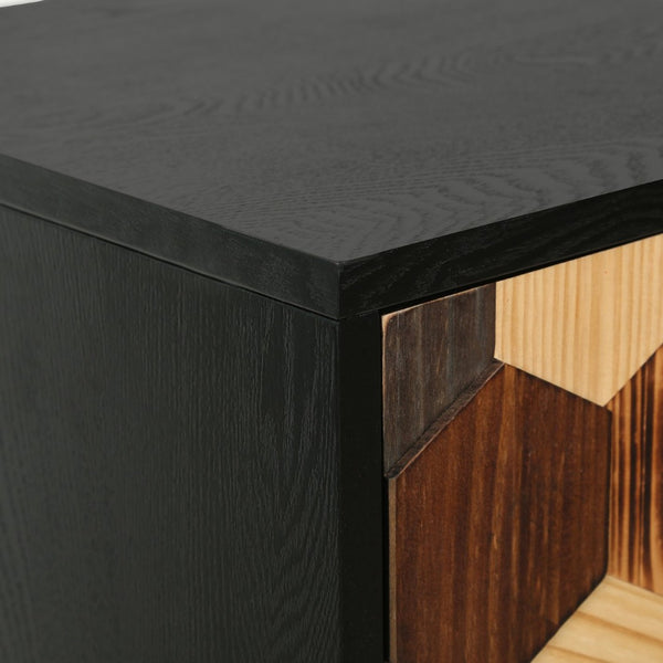 English Elm 30.31 Honeycomb Parquet Sideboard Ash Wood Grain Top Tapered Pine Legs Modern Farmhouse W3040P480535