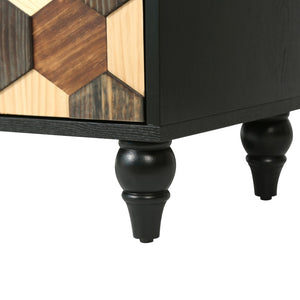 English Elm 30.31 Honeycomb Parquet Sideboard Ash Wood Grain Top Tapered Pine Legs Modern Farmhouse W3040P480535