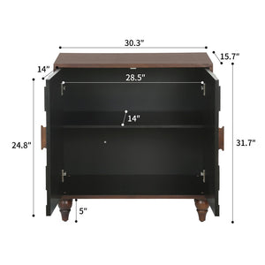 English Elm 30.31 Honeycomb Parquet Sideboard Handcrafted Ash Wood Accent Cabinet for Dining Room W3040P480540