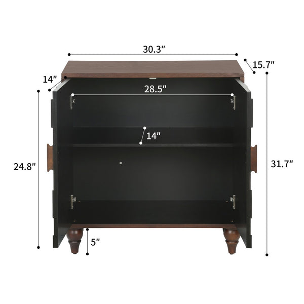 English Elm 30.31 Honeycomb Parquet Sideboard Handcrafted Ash Wood Accent Cabinet for Dining Room W3040P480540