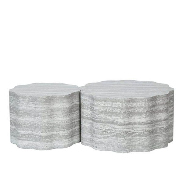 English Elm Set of 2 Round Nesting Coffee Tables with Mars Topographic Mdf Surface for Living Room W3040P480688