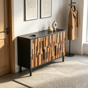 English Elm 47.24 Inch Ash Wood Grain Sideboard with Iron Legs Modern Buffet for Dining Room W3040P501320