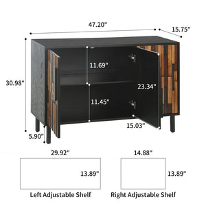 English Elm 47.24 Inch Ash Wood Grain Sideboard with Iron Legs Modern Buffet for Dining Room W3040P501320