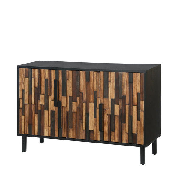 English Elm 47.24 Inch Ash Wood Grain Sideboard with Iron Legs Modern Buffet for Dining Room W3040P501320