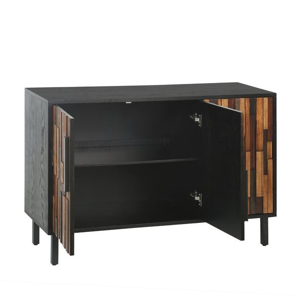 English Elm 47.24 Inch Ash Wood Grain Sideboard with Iron Legs Modern Buffet for Dining Room W3040P501320