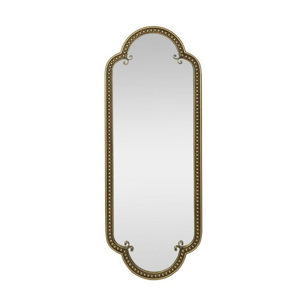 English Elm Scalloped Oval Cast Iron Mirror Antique Gold Beaded Frame Ornate Vintage Wall Accent W3040P510036