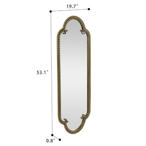 English Elm Scalloped Oval Cast Iron Mirror Antique Gold Beaded Frame Ornate Vintage Wall Accent W3040P510036