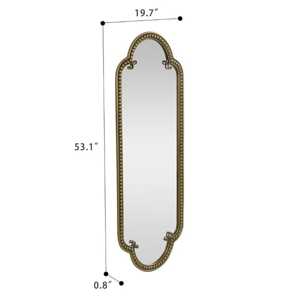 English Elm Scalloped Oval Cast Iron Mirror Antique Gold Beaded Frame Ornate Vintage Wall Accent W3040P510036