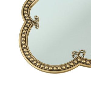 English Elm Scalloped Oval Cast Iron Mirror Antique Gold Beaded Frame Ornate Vintage Wall Accent W3040P510036