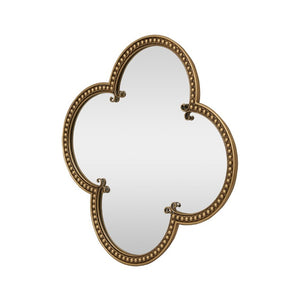 English Elm Quatrefoil Beaded Metal Wall Mirror Antique Gold Ornate Frame for Glam Entryway Decor W3040P510209
