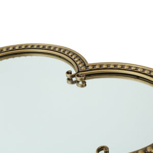 English Elm Quatrefoil Beaded Metal Wall Mirror Antique Gold Ornate Frame for Glam Entryway Decor W3040P510209
