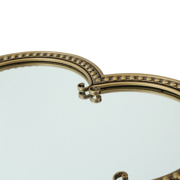 English Elm Quatrefoil Beaded Metal Wall Mirror Antique Gold Ornate Frame for Glam Entryway Decor W3040P510209