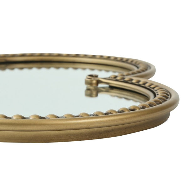 English Elm Quatrefoil Beaded Metal Wall Mirror Antique Gold Ornate Frame for Glam Entryway Decor W3040P510209