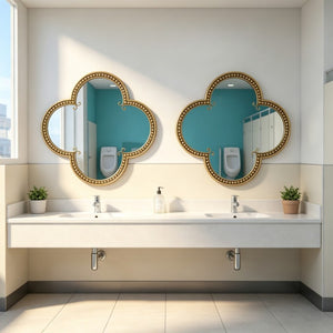 English Elm Quatrefoil Beaded Metal Wall Mirror Antique Gold Ornate Frame for Glam Entryway Decor W3040P510209