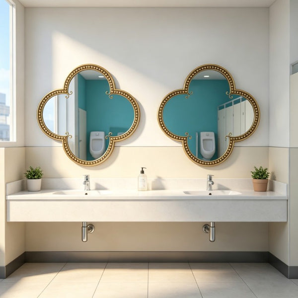 English Elm Quatrefoil Beaded Metal Wall Mirror Antique Gold Ornate Frame for Glam Entryway Decor W3040P510209