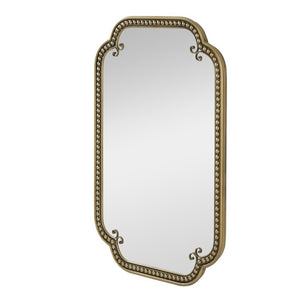 English Elm Wall Mirror Gold Beaded Metal Frame Scalloped Rectangular Vanity Accent Decor W3040P510223