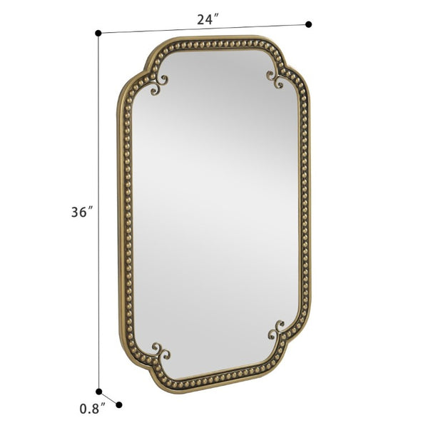 English Elm Wall Mirror Gold Beaded Metal Frame Scalloped Rectangular Vanity Accent Decor W3040P510223