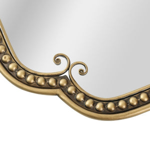 English Elm Wall Mirror Gold Beaded Metal Frame Scalloped Rectangular Vanity Accent Decor W3040P510223